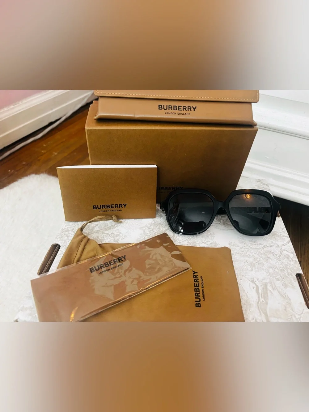 Burberry Black Women's Oversized Sunglasses with Dark Lenses